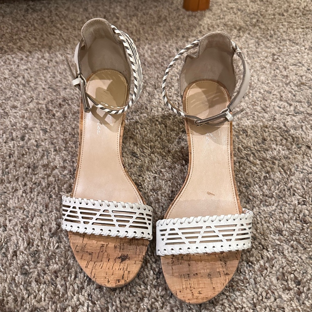 Marc Fisher White and Tan Sandals